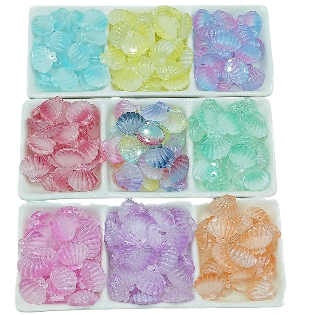 Czech Glass Beads Scallop Shell 16-18mm Frosted Pastel Colors 25pcs 5