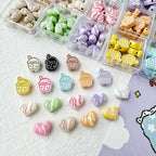 Heart Metal Beads Baking Painted Bubble Tea Design Alloy 10pcs