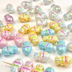 Painted Fish Acrylic Beads 22x13mm Glossy Pastel Neon Wavy Lines 10pcs 4