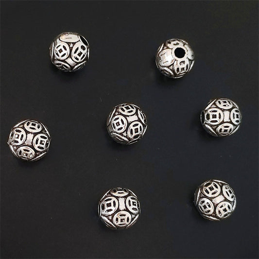 Round Metal Beads 9mm Ancient Coin Pattern Alloy 30pcs