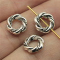 Twist Metal Beads 11mm Antique Silver Tone Alloy 50pcs