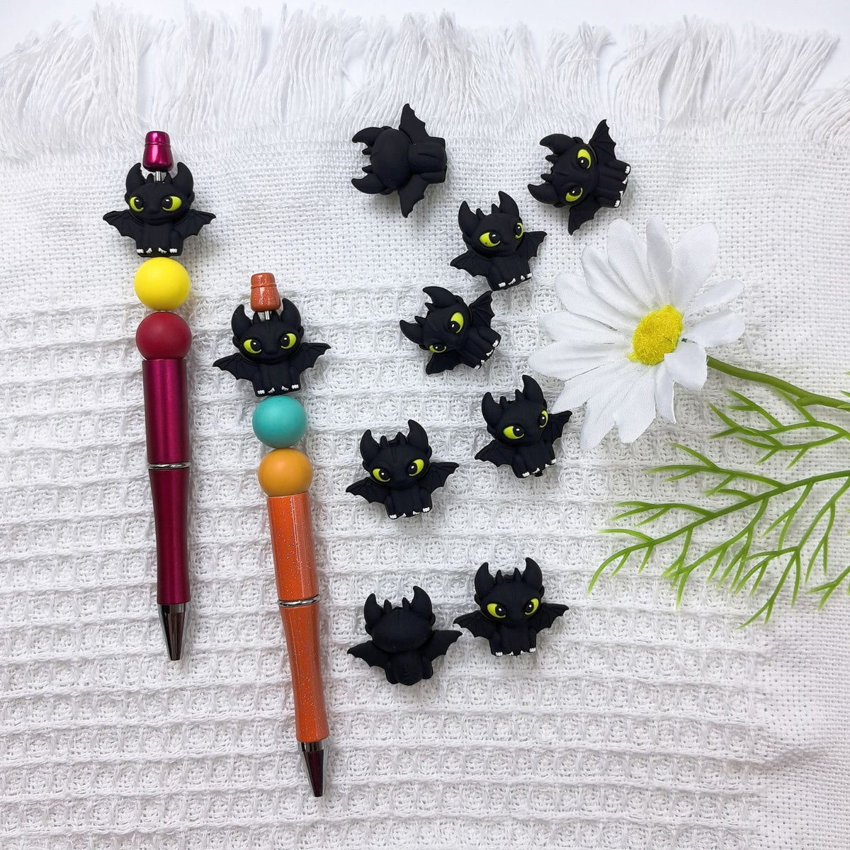 Silicone 3D Focal Beads How To Train Your Dragon Perched Dragon Figures 20pcs 3