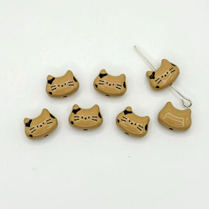 Kitten Metal Beads 12mm Baking Painted Colorful 10pcs 13
