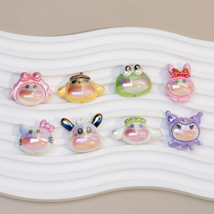 Plating Resin Character Beads Glossy Pastel Tones Big Mouth 10pcs 2