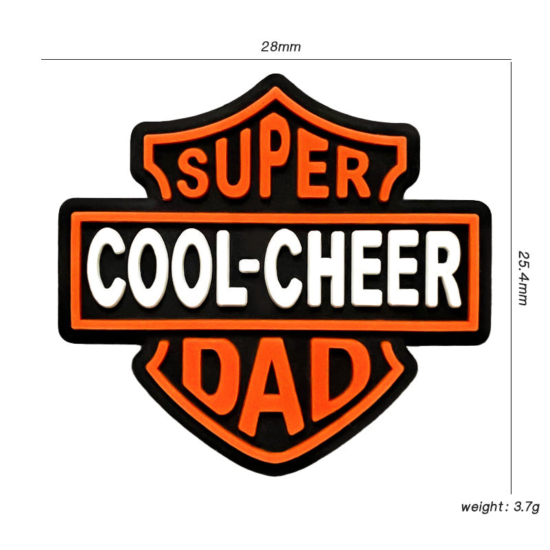 Silicone Focal Beads Dad Super Cool Cheer Badge Retro Shield 20pcs 2
