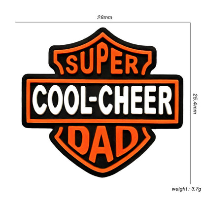 Silicone Focal Beads Dad Super Cool Cheer Badge Retro Shield 20pcs 2