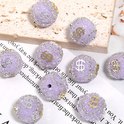 Dollar Bill Ball Rhinestone Beads 19mm Clustered Stones 5pcs 8