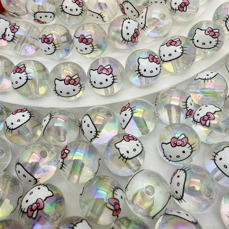 Printed Round Acrylic Beads 16mm Adorable HK Design 50pcs 5