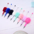Beadable Pen Plush Pastel Color Soft Pom-Pom Ballpoint Pen 2