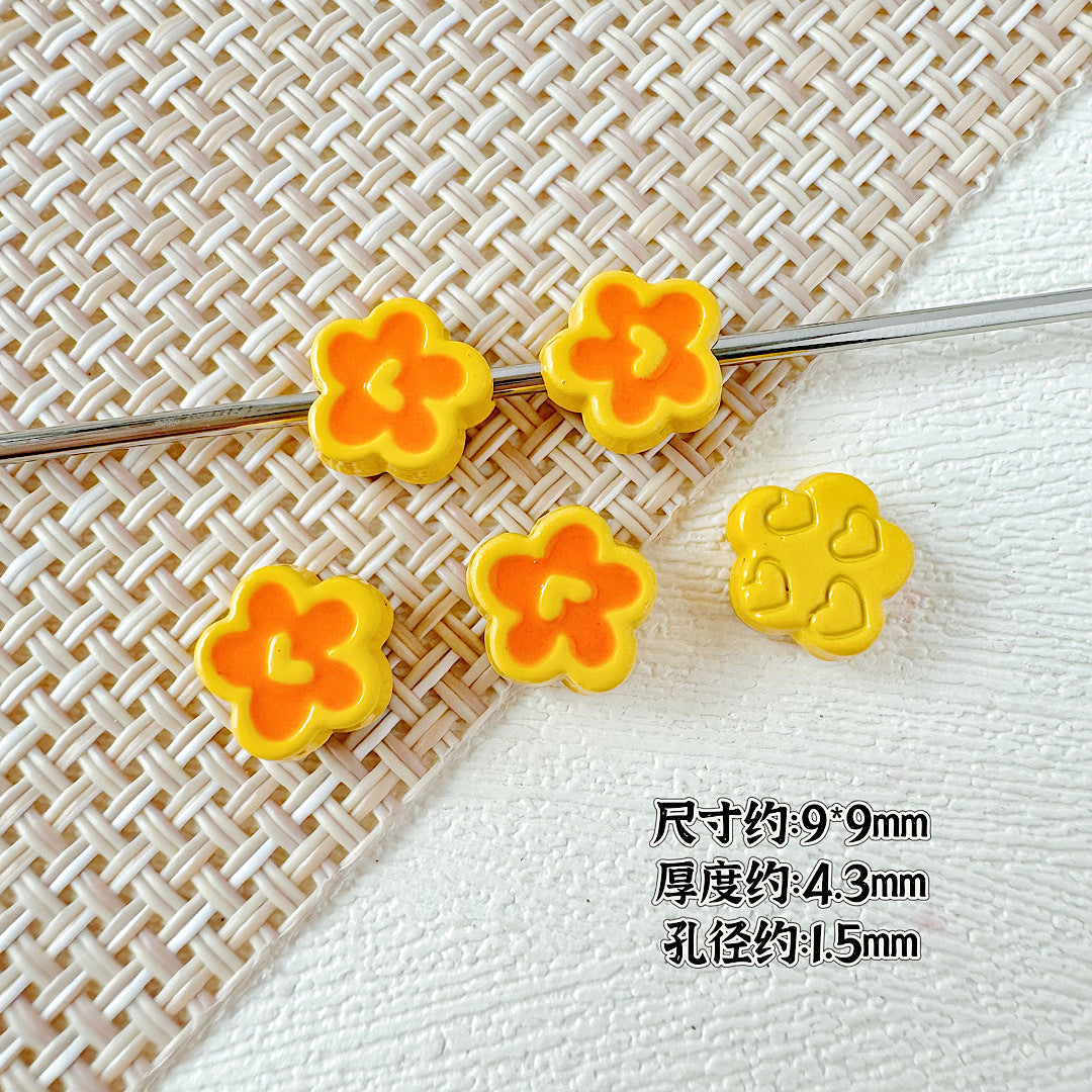Spoon and Flower Metal Beads 15mm and 9mm Baking Painted 20pcs 21