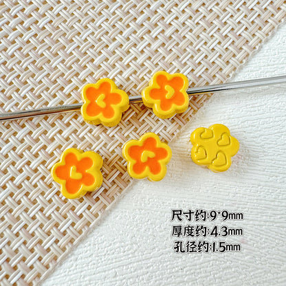 Spoon and Flower Metal Beads 15mm and 9mm Baking Painted 20pcs 21