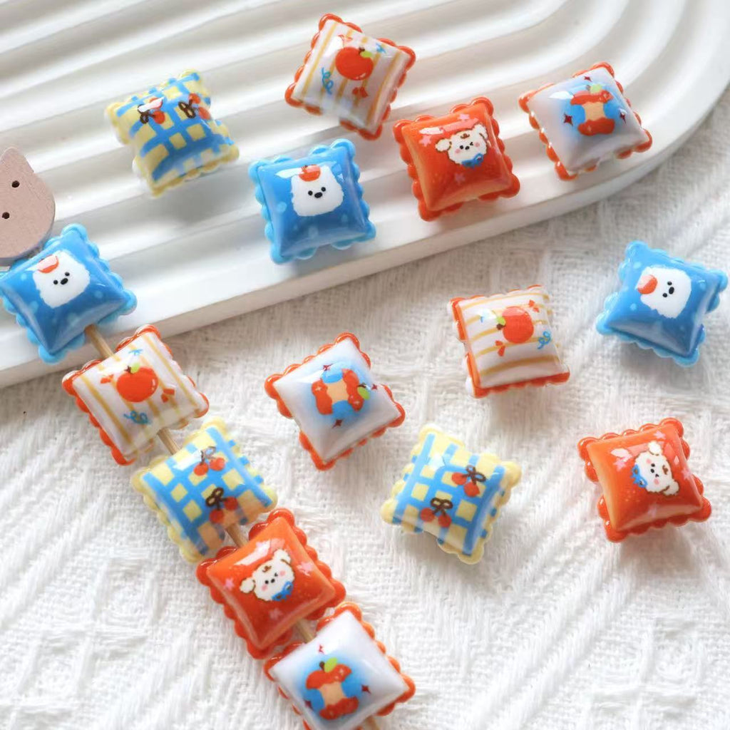Cute Puppy Square Acrylic Beads 19mm Colorful Mixed 20pcs 4