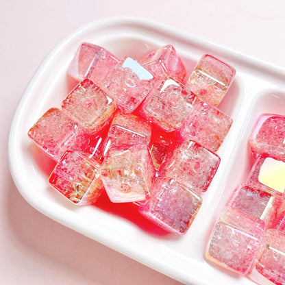 Plating Dual Color Gradient Crackle Square Acrylic Beads 16mm 10pcs 7