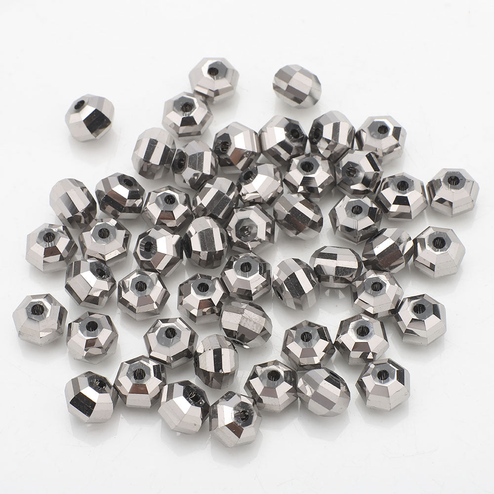 Faceted Glass Beads 8mm Watermelon Electroplated Iridescent 30pcs 13