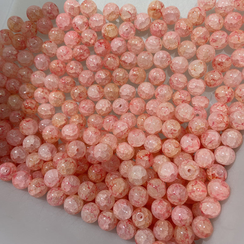 Gradient Crackle Round Glass Beads 10mm Pastel Mixed Colors 100pcs 29