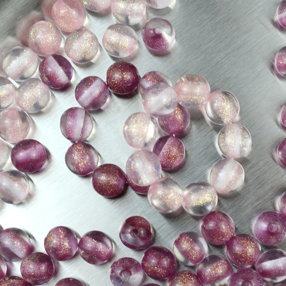 Dyed Core Glitter Resin Round Beads 8-16mm Mixed Colors 10pcs 2