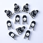 Silicone Focal Beads Wednesday Girl Bold Black and White 20pcs 3
