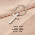Stainless Steel Cross Keychain Minimalist Polished Silver and Black 6