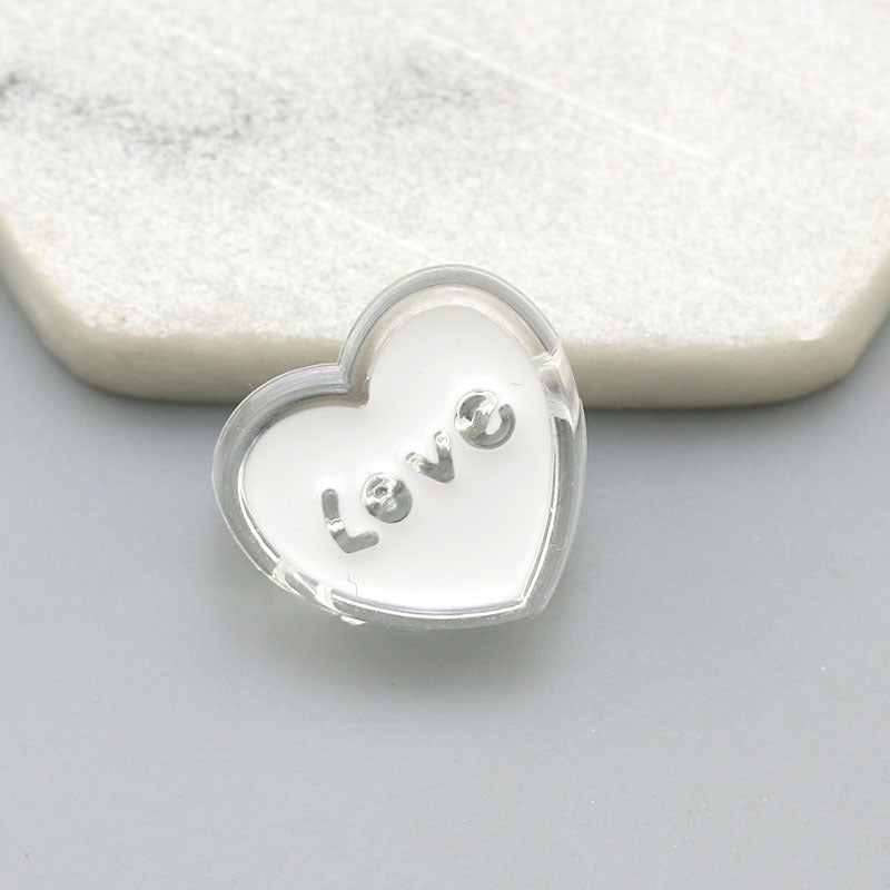 Transparent Love Heart Acrylic Beads 24mm Enamel Finish 20pcs 2