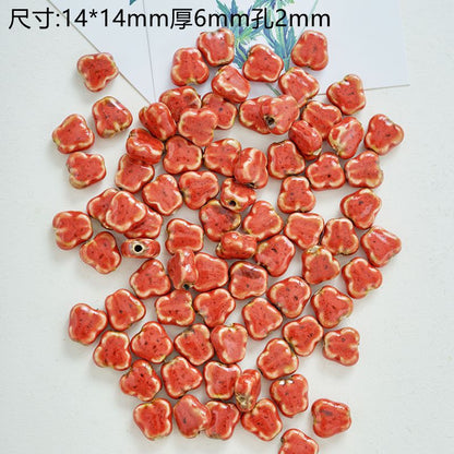 Tiny Butterfly Ceramic Beads 14mm Fambe Glaze Glossy 10pcs 8