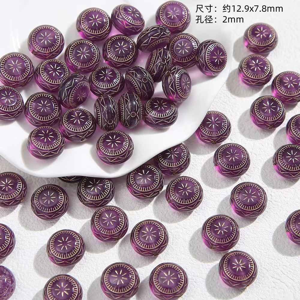 Vintage Imitation Jade Acrylic Beads Opaque Smooth Green 30pcs 13