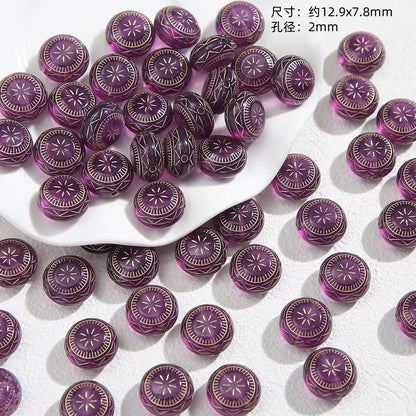Vintage Imitation Jade Acrylic Beads Opaque Smooth Green 30pcs 13