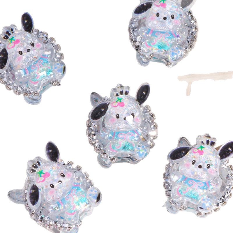 Polymer Clay Rhinestone Beads 29mm Glitter Sanri Character 5pcs 5