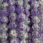 Crackle Round Glass Beads 10mm Dual Color Gradient Lavender Gold 10Strands 4