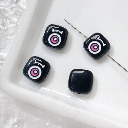 Cat Eye and One-Eyed Beast Metal Beads 10mm Baking Painted 10pcs 29