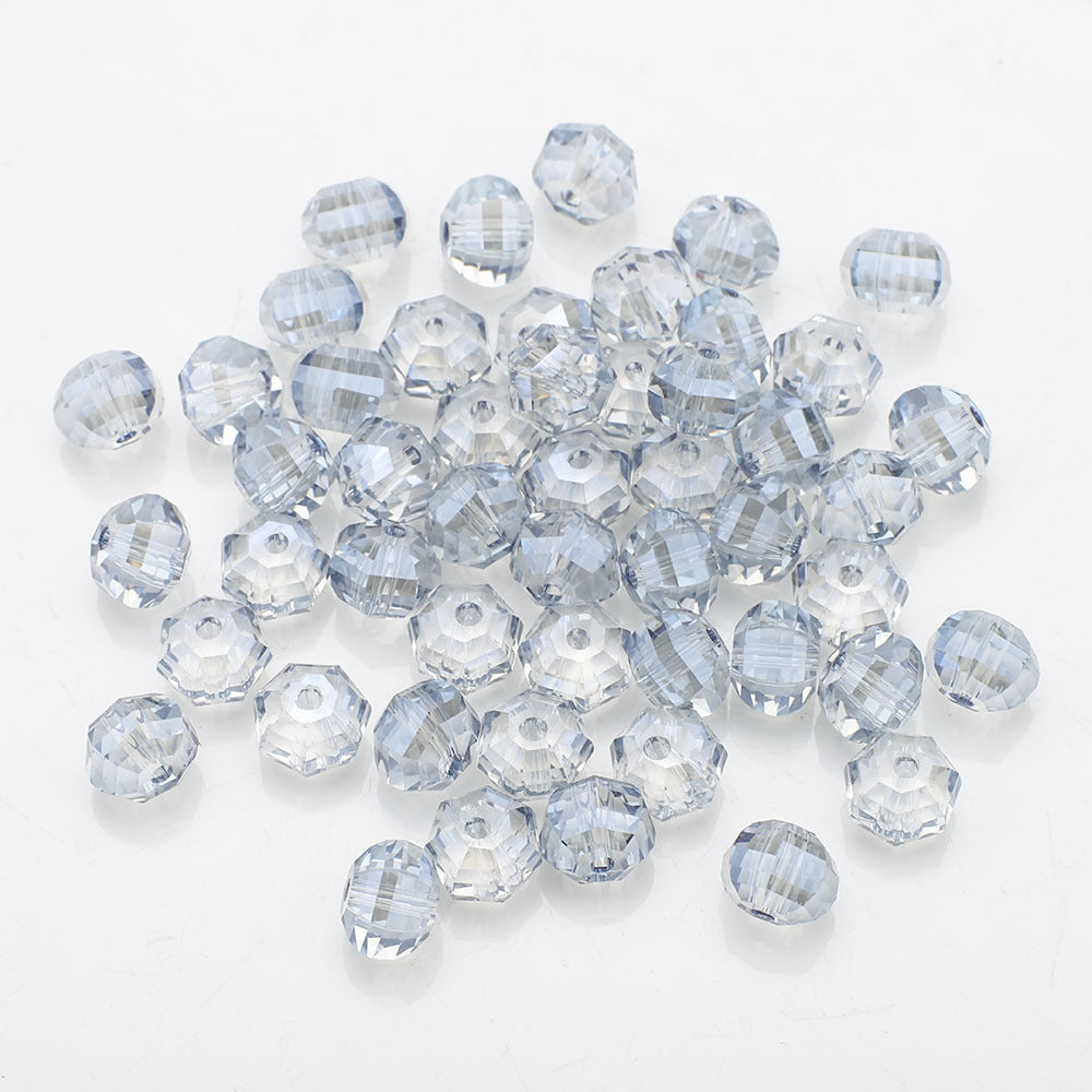 Faceted Glass Beads 8mm Watermelon Electroplated Iridescent 30pcs 20