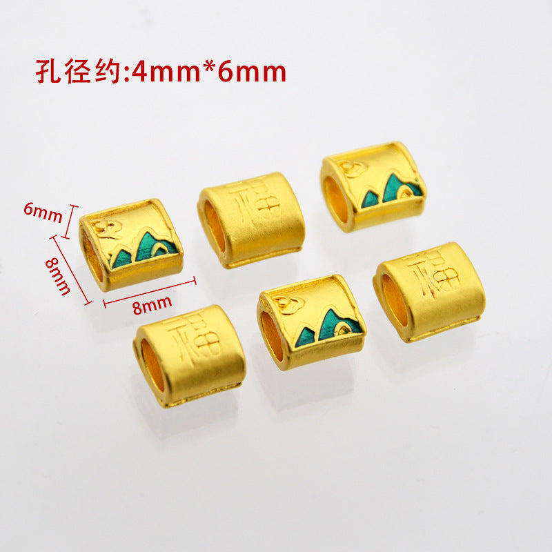 Mountain Map Enamel Alloy Tube Metal Beads 6x8mm Large Hole 20pcs 3