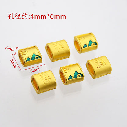 Mountain Map Enamel Alloy Tube Metal Beads 6x8mm Large Hole 20pcs 3