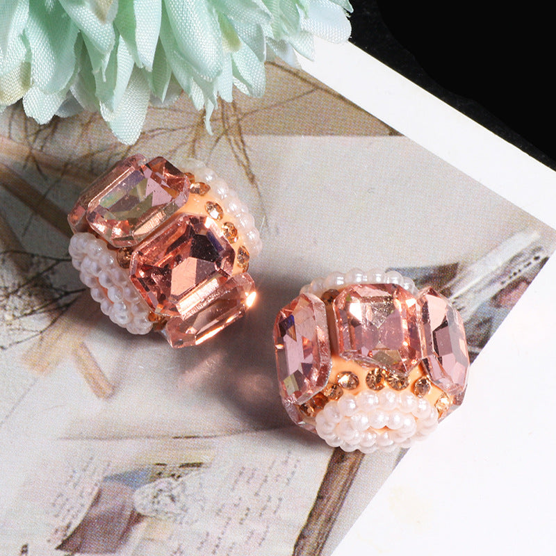 Faceted Crystal Barrel Rhinestone Beads 19mm Polymer Clay Base 5pcs 8