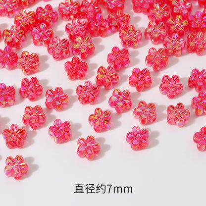 Plating AB Colored Floret Resin Beads 7mm Transparent 100pcs 9