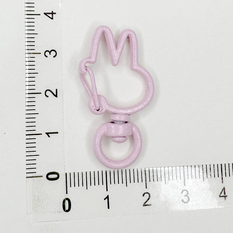 Spray Painted Bunny Head Zinc Alloy Buckle Keychain Clasps 20pcs 11