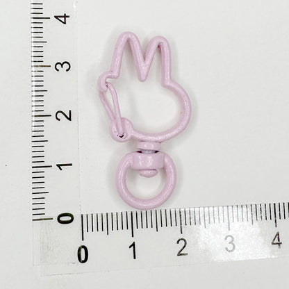 Spray Painted Bunny Head Zinc Alloy Buckle Keychain Clasps 20pcs 11