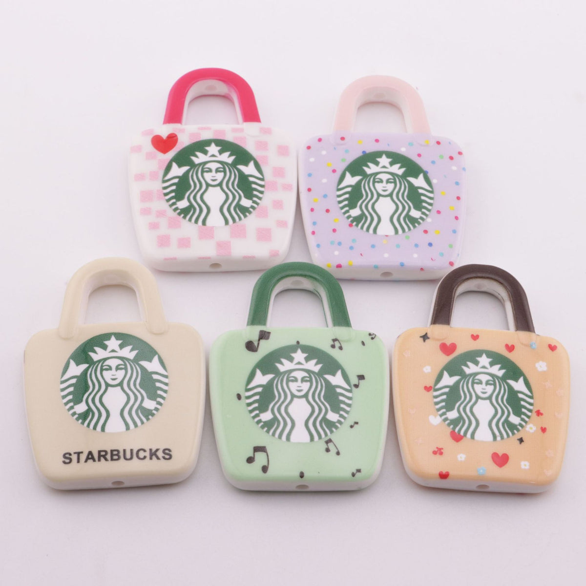 Flat Tote Bag Acrylic Beads Matte Pastel Heart Music Note 10pcs 6