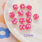 Bright Polka Dot Resin Beads 12mm Glossy Multicolor 20pcs 16