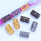 Tube Metal Beads 15mm Vintage Hollowed-Out Zinc Alloy 2pcs 3