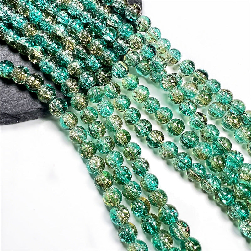 Crackle Flower Glass Beads 8mm Soft Purple Blue Gradient 3 Strands 38