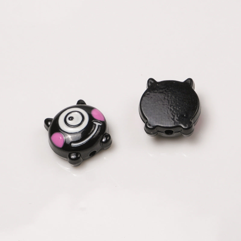 One Eyed Monster Metal Beads 13mm Baking Painted Enamel 10pcs 6