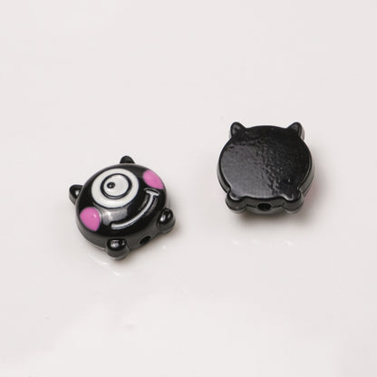 One Eyed Monster Metal Beads 13mm Baking Painted Enamel 10pcs 6