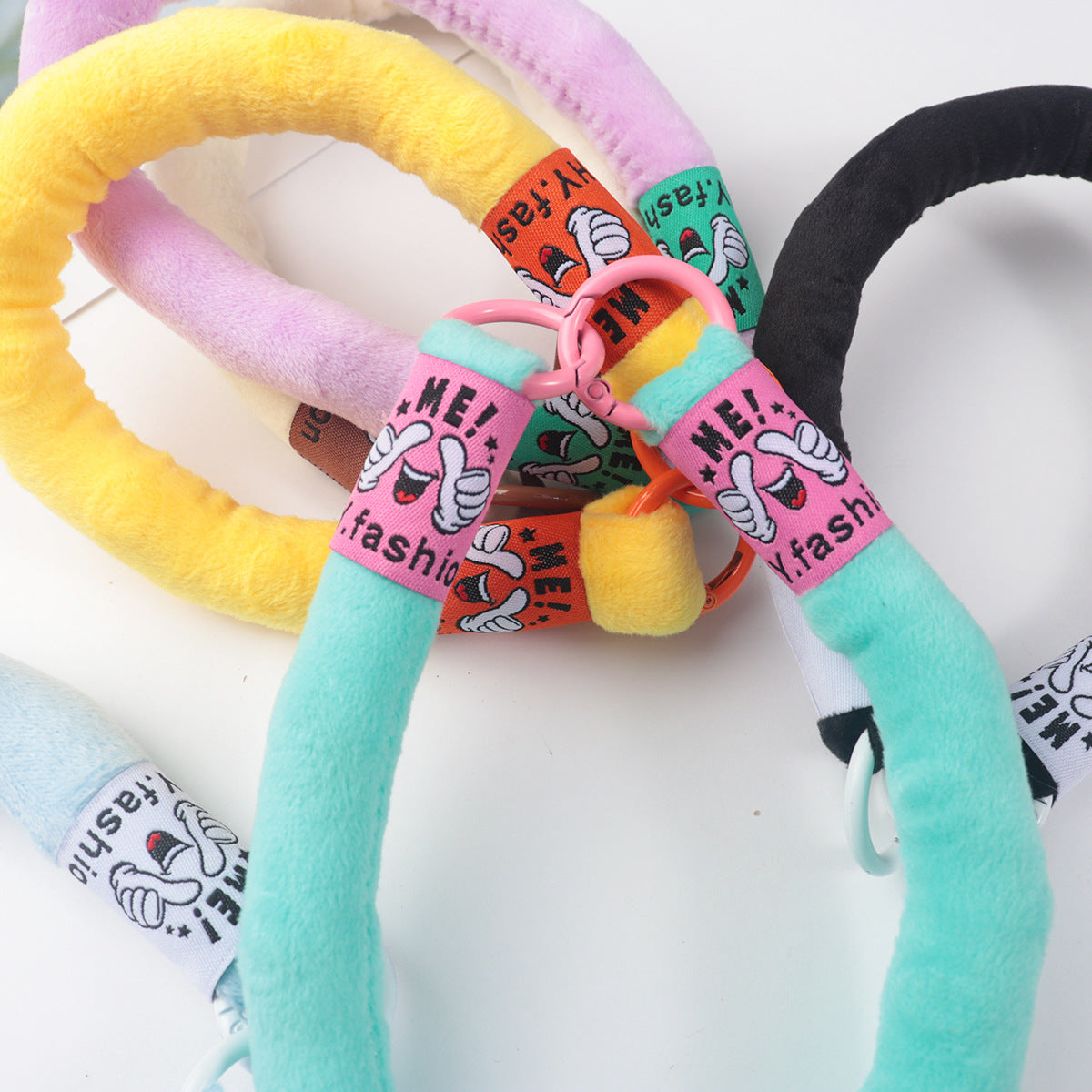 Plush Fabric Stuffed Lanyard Phone Keychain Soft Pastel Colors 2pcs 3