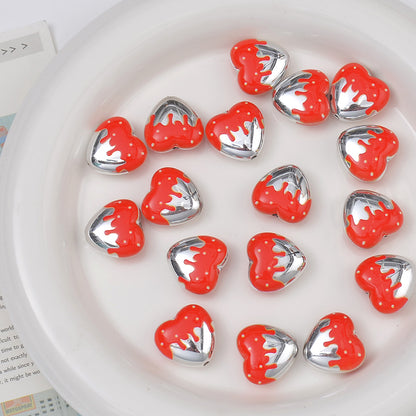 Plating Drip Heart Acrylic Beads 16mm Colorful Mixed 10pcs 4