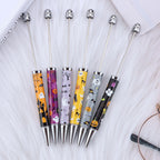 Beadable Pen Plastic Halloween Printed Pumpkin Ghost Spider Bat 4