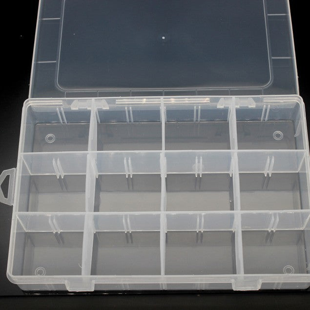 Plastic Organizer Box Clear 12 Compartments Detachable 5pcs 19cm 3