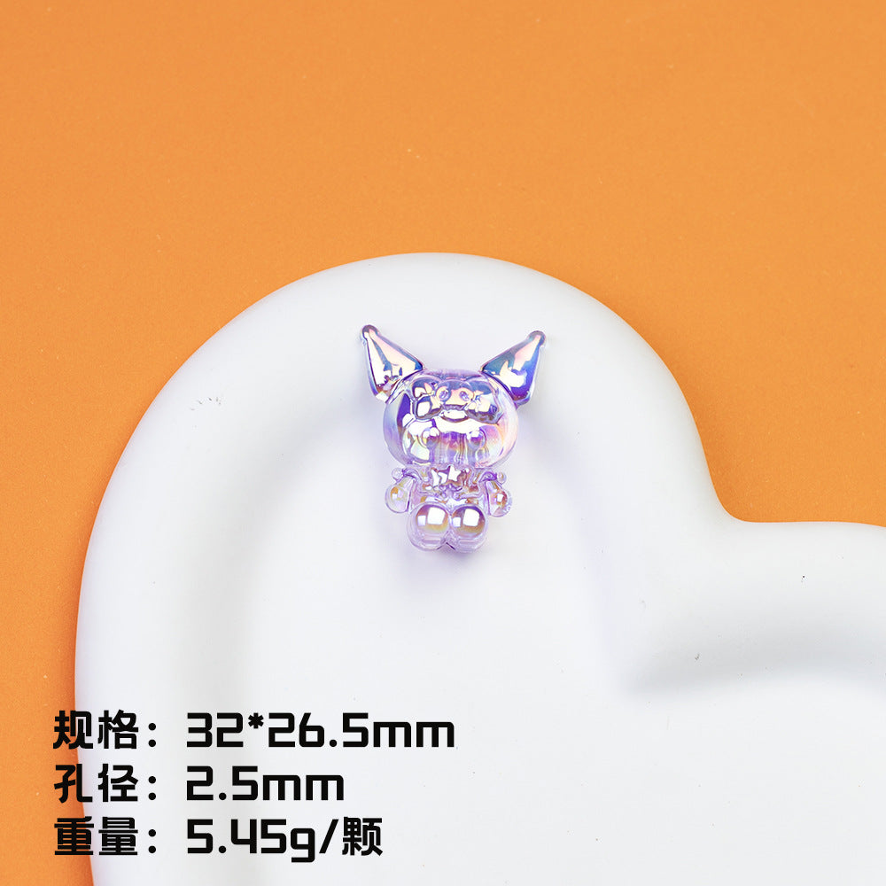 Plating Kuromi Acrylic Beads 32mm Transparent Mixed Colors 20pcs 9