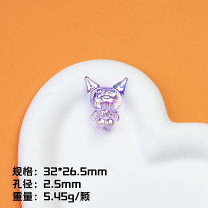 Plating Kuromi Acrylic Beads 32mm Transparent Mixed Colors 20pcs 9