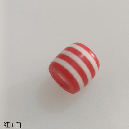 Striped Resin Beads 12mm Large Hole Multicolor Chunky 100pcs 14