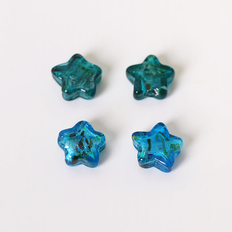 Lampwork Glass Beads Star 15mm Vintage Foil Filled 50pcs 3